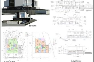 do floor plans, elevations by revit and render 3d views