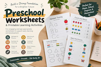 create engaging preschool worksheets and printable learning activities
