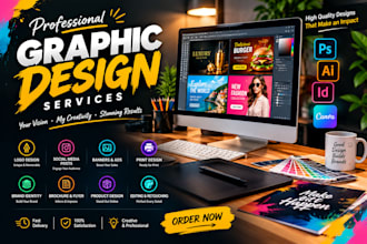 create professional graphic designs for social media, ads and business