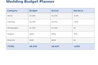 custom wedding budget planner ill build it for you