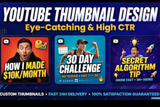 design 3 eye catching viral youtube thumbnails in 24h