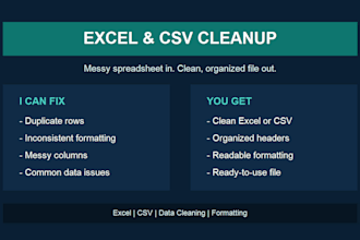 clean format and organize your excel or CSV spreadsheet