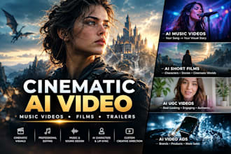 create ai animated cinematic video, ai music video or ai short film for you