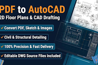 convert PDF, sketch, or image to autocad dwg drawing
