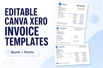 design editable canva xero invoice template, receipt, quote and business forms