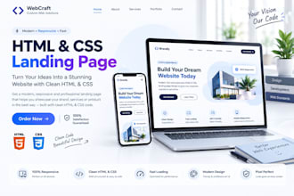 develop a responsive HTML CSS landing page