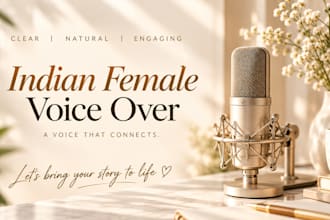 record a professional indian female english voice over