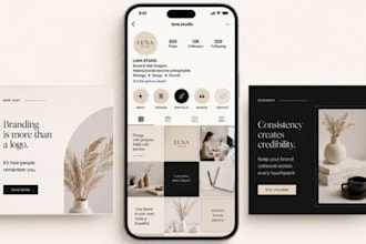 design instagram canva branding kit, linkedin banner, facebook cover ads post