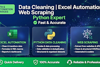 do python data cleaning, excel automation and web scraping