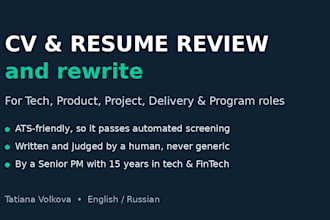 review and rewrite your CV for tech, product and project manager roles