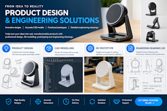 do product design,cad modelling,3d prototype and engineering drawings3d