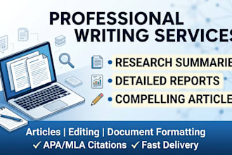 write research summaries, reports and articles
