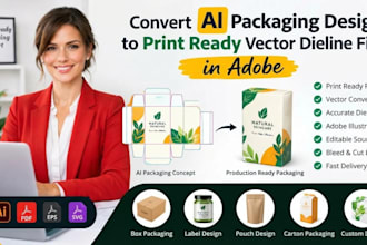 convert ai packaging design to print ready vector  dieline files in adobe