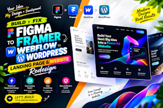 build fix figma to framer webflow to wordpress landing page website redesign