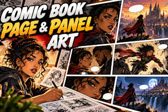 illustrate comic book pages and dynamic comic panels