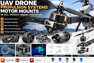 design uav drone propulsion system motor mounts 3d cad product prototype