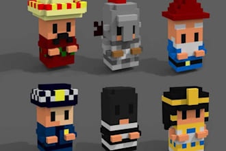create voxel 3d pixel art characters in blender for rpg game assets