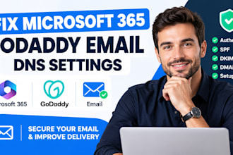 fix microsoft 365 godaddy email dns settings authenticate spf dkim dmarc setup