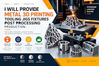 provide metal 3d printing, tooling jigs fixtures, post processing production