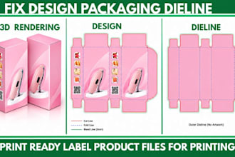 fix design packaging dieline, print ready label product files for printing
