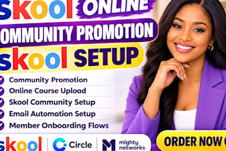 setup skool community, skool course and online community