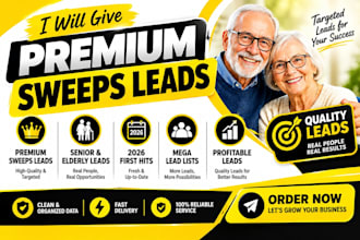 give premium sweeps leads, senior elderly leads, 2026 first hits, mega leads