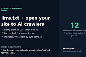 create your llms txt file and open your site to ai crawlers
