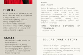 write a professional ats friendly resume cv