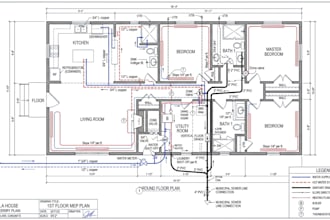 design plumbing heating water supply drainage sanitary plans and boq for permit
