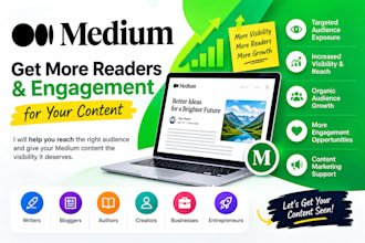 do organic medium article promotion for more readers, engagements and  followers