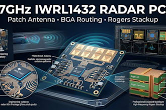 77ghz iwrl 1432 radar pcb, patch antenna, bga and rogers stackup