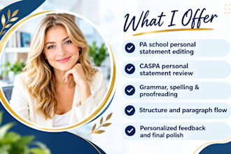 edit and proofread pa school personal statement for caspa pa application