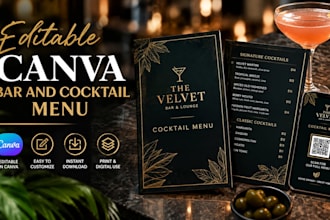 design bar menu cocktail menu or drinks menu in canva