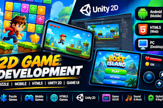 develop 2d puzzle, mobile game, HTML5 game, unity 2d and game UI