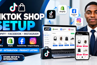 setup tiktok shop, shopify integration, facebook, instagram shop for your store