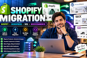 migrate wix to shopify, wordpress migration, squarespace, woocommerce to shopify