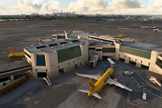 do 3d airport design, msfs airport concept, elevation, terminal, control tower