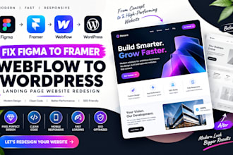 design fix figma to framer webflow to wordpress landing page website redesign