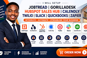 jobtread gorilladesk hubspot sales hub calendly twilio slack quickbooks zapier