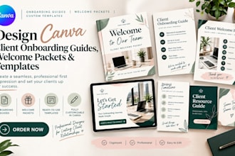 create canva client onboarding guides, welcome packets and templates