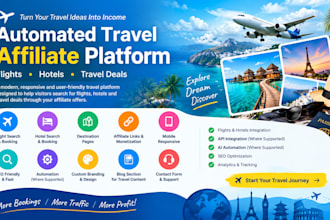 create automated travel affiliate website with flights hotels booking website