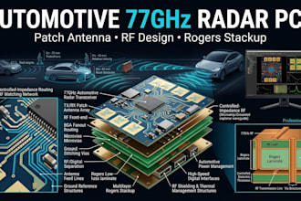 design automotive 77ghz radar pcb, pacth antenna and rogers stackup