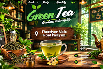 design proffessionnal tea shop and restaurant posters