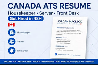 create a professional ats resume for canada hospitality jobs
