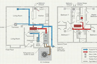 design hvac mechanical systems, ductwork, heating and cooling plans for permit