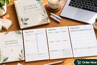 create aesthetic student planner,study templates in canva,editable ,printable
