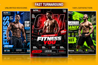design gym flyer, fitness, boxing flyer and promotion flyer