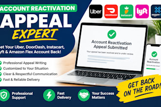 reactivate uber doordash instacart lyft amazon flex account fast appeal fix