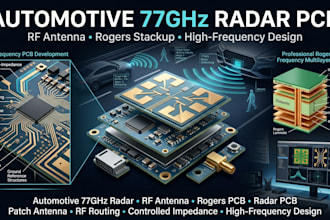 develop automotive 77ghz radar pcb, rf antenna and rogers stackup