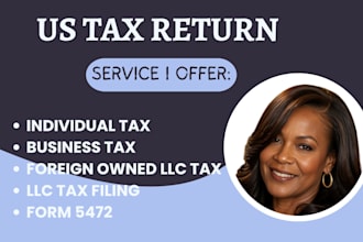 prepare and efile US tax return, business tax, individual tax, 1040, 1120, 1065